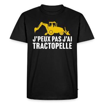 j'peux pas j'ai tractopelle t-shirt chantier - T-shirt Premium bio Homme - noir - Devant - Nico (187cm)