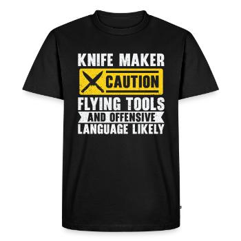 Couteau Auto Forgeron Damascus Steel - T-shirt Premium bio Homme - noir - Devant - Nico (187cm)