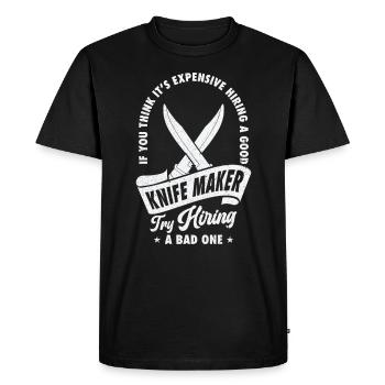 Couteau Auto Forgeron Damascus Steel - T-shirt Premium bio Homme - noir - Devant - Nico (187cm)