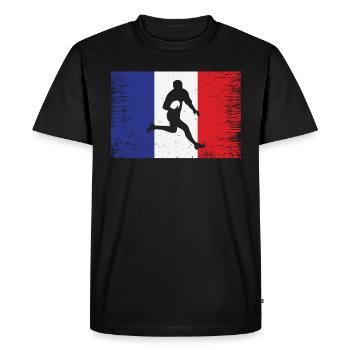 Flag France team rugby player - Men's Premium Organic T-Shirt - black - Front - Nico (187cm)