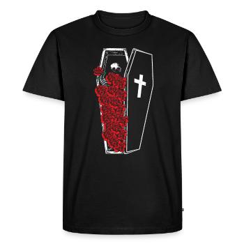 Gothic Skull Roses Death Grave Aesthetic Dark - Men's Premium Organic T-Shirt - black - Front - Nico (187cm)