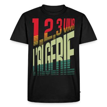 1,2,3 viva l'Algérie - T-shirt Premium bio Homme - noir - Devant - Nico (187cm)