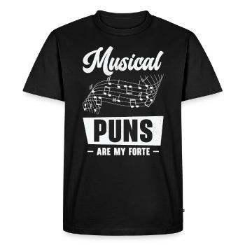 Music Forte Musical Pun Musician Music Note - Men's Premium Organic T-Shirt - black - Front - Nico (187cm)