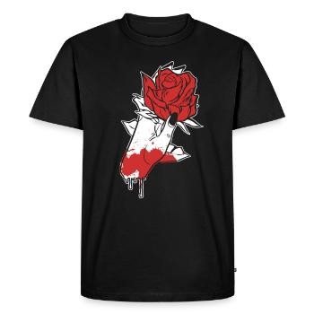 Aesthetic Dark Pattern Hand Bleeding Holding Rose - Men's Premium Organic T-Shirt - black - Front - Nico (187cm)
