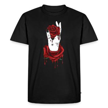 Aesthetic Dark Pattern Hand Bleeding Holding Rose - Men's Premium Organic T-Shirt - black - Front - Nico (187cm)