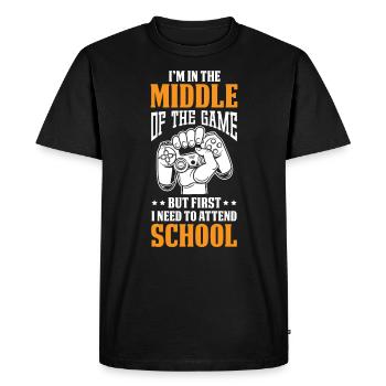 Kids Back to School Middle of the Game Attend - Men's Premium Organic T-Shirt - black - Front - Nico (187cm)