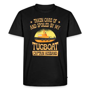 Tugboat Spoiled Tugboat Captain Husband Sailing - Men's Premium Organic T-Shirt - black - Front - Nico (187cm)