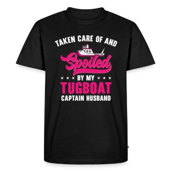 Tugboat Spoiled Tugboat Captain Husband Sailing - Men's Premium Organic T-Shirt - black - Front - Nico (187cm)