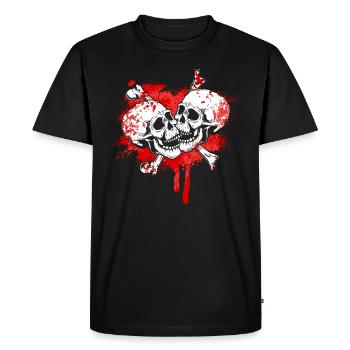 Squelette gothique dégoulinant Aimez vos tendres baisers - T-shirt Premium bio Homme - noir - Devant - Nico (187cm)