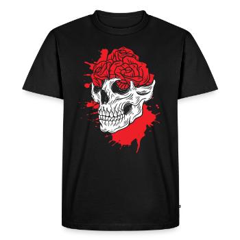 Skulls and Roses Gothic Bones Skeleton Death - Men's Premium Organic T-Shirt - black - Front - Nico (187cm)