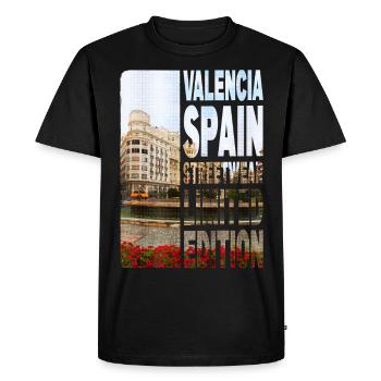 Valence Espagne Ville Skyline Accueil Amour - T-shirt Premium bio Homme - noir - Devant - Nico (187cm)