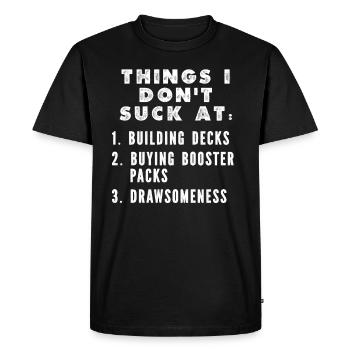 Trading Card Game Collector Funny Things I Don't - Men's Premium Organic T-Shirt - black - Front - Nico (187cm)