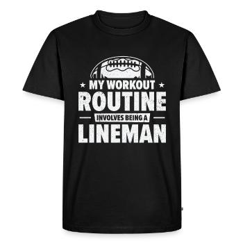 Football Lineman Life Workout Routine Player - Men's Premium Organic T-Shirt - black - Front - Nico (187cm)