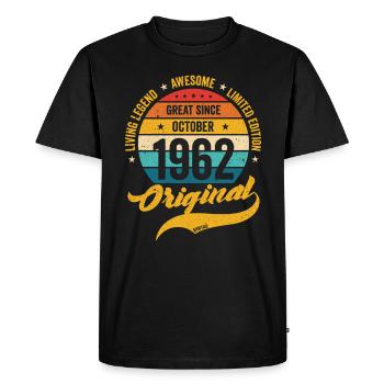 Rétro 60 ans Octobre 1962 Anniversaire Vintage - T-shirt Premium bio Homme - noir - Devant - Nico (187cm)