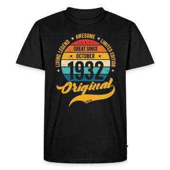 Retro 90 Years October 1932 Birthday Vintage Bday - Men's Premium Organic T-Shirt - black - Front - Nico (187cm)