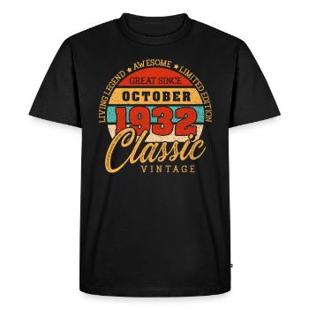 Retro 90 Years October 1932 Birthday Vintage Bday - Men's Premium Organic T-Shirt - black - Front - Nico (187cm)