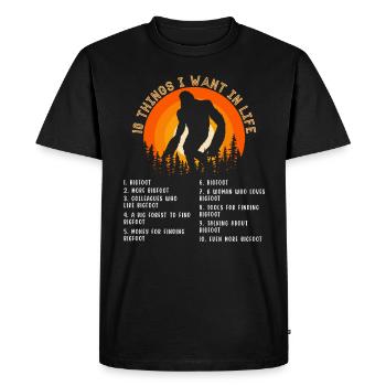 Bigfoot Sasquatch Yeti Marche et recherche - T-shirt Premium bio Homme - noir - Devant - Nico (187cm)
