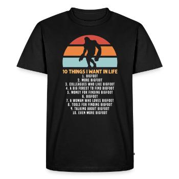 Bigfoot Sasquatch Yeti Randonnée et recherche - T-shirt Premium bio Homme - noir - Devant - Nico (187cm)
