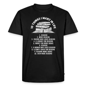 Lecture Livre Littérature Apprentissage du rat de bibliothèque - T-shirt Premium bio Homme - noir - Devant - Nico (187cm)