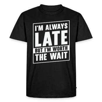 Travailleur occupé en retard - T-shirt Premium bio Homme - noir - Devant - Nico (187cm)