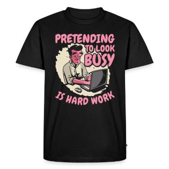 Faire semblant d’employer des employés qui travaillent dur - T-shirt Premium bio Homme - noir - Devant - Nico (187cm)