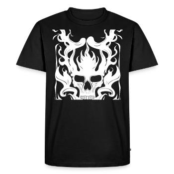 Crâne d’horreur d’Halloween avec des flammes - T-shirt Premium bio Homme - noir - Devant - Nico (187cm)