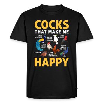 Adult Male Birds Collection Rooster Funny Cocks - Men's Premium Organic T-Shirt - black - Front - Nico (187cm)