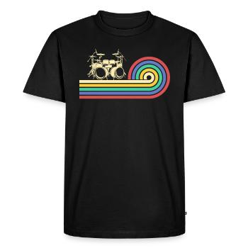 Retro Batteur Joueur Batterie Batteur - T-shirt Premium bio Homme - noir - Devant - Nico (187cm)