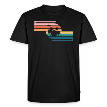 Retro Batteur Joueur Batterie Batteur - T-shirt Premium bio Homme - noir - Devant - Nico (187cm)