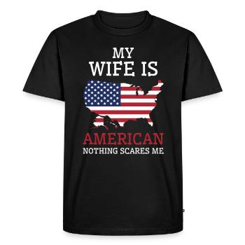 Rien ne me fait peur femme américaine - T-shirt Premium bio Homme - noir - Devant - Nico (187cm)