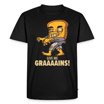 Pain d’Halloween Zombie Nourriture Zombie Fan Monster - T-shirt Premium bio Homme - noir - Devant - Nico (187cm)