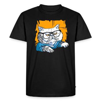 Lunettes élégantes Nerd Persian Cat Beanie - T-shirt Premium bio Homme - noir - Devant - Nico (187cm)