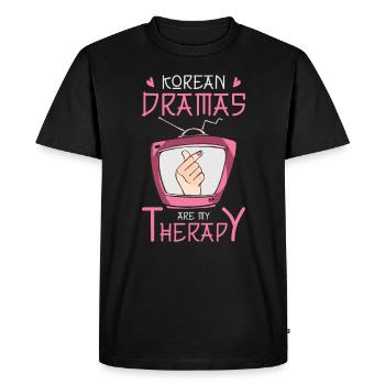 Kdrama Binge Watching Thérapie dramatique coréenne - T-shirt Premium bio Homme - noir - Devant - Nico (187cm)