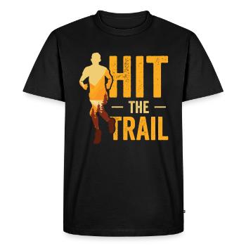 Courir dans la forêt Course en sentier Coureurs Jogging Joggers - T-shirt Premium bio Homme - noir - Devant - Nico (187cm)