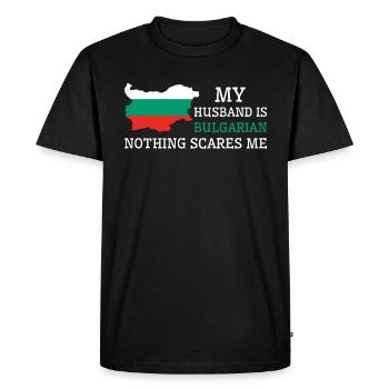 Rien ne me fait peur, mari bulgare - T-shirt Premium bio Homme - noir - Devant - Nico (187cm)