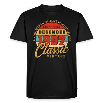 Retro 25 Years December 1997 Birthday Vintage - Men's Premium Organic T-Shirt - black - Front - Nico (187cm)