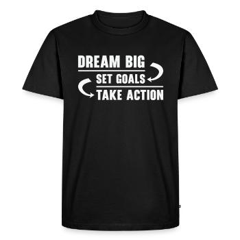 Objectif Vie Citations Message positif Motivant - T-shirt Premium bio Homme - noir - Devant - Nico (187cm)