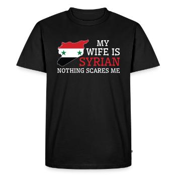 Rien ne me fait peur Femme syrienne Syrie - T-shirt Premium bio Homme - noir - Devant - Nico (187cm)
