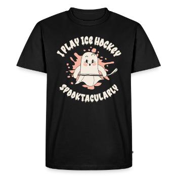 Ice Hockey Sports Halloween Season Ghost Player - Men's Premium Organic T-Shirt - black - Front - Nico (187cm)