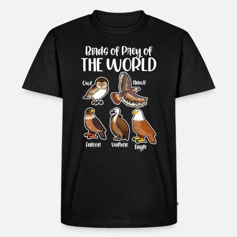 Raubvögel der Welt - Männer Premium Bio T-Shirt - Schwarz