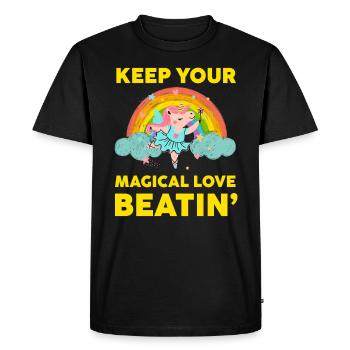 Rainbow Animal Singing Playing Unicorn Lover - Men's Premium Organic T-Shirt - black - Front - Nico (187cm)