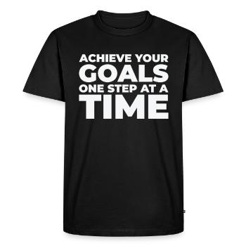 Typographie d’objectif La vie cite un message positif - T-shirt Premium bio Homme - noir - Devant - Nico (187cm)