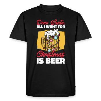 Dear Santa Christmas Beer Drinking Beer Lover - Men's Premium Organic T-Shirt - black - Front - Nico (187cm)