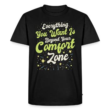 Meaningful Knowledge Motivator Comfort Zone - Men's Premium Organic T-Shirt - black - Front - Nico (187cm)