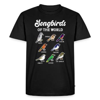 Oiseaux chanteurs du monde - T-shirt Premium bio Homme - noir - Devant - Nico (187cm)