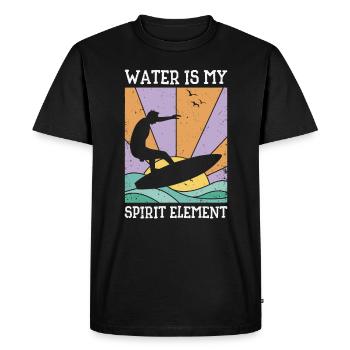 Water Wave Spirit Element Ocean Surfer - Men's Premium Organic T-Shirt - black - Front - Nico (187cm)