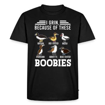 Drôle de collection d’oiseaux de mer en fous de Bassan - T-shirt Premium bio Homme - noir - Devant - Nico (187cm)