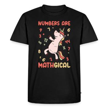 Mathématiques Nombre Amoureux Licorne Mathématiques - T-shirt Premium bio Homme - noir - Devant - Nico (187cm)
