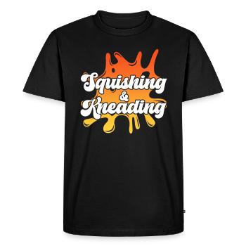 Presser et pétrir le logo Splat - T-shirt Premium bio Homme - noir - Devant - Nico (187cm)