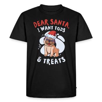 Cher Père Noël Chien Carlin Pet - T-shirt Premium bio Homme - noir - Devant - Nico (187cm)